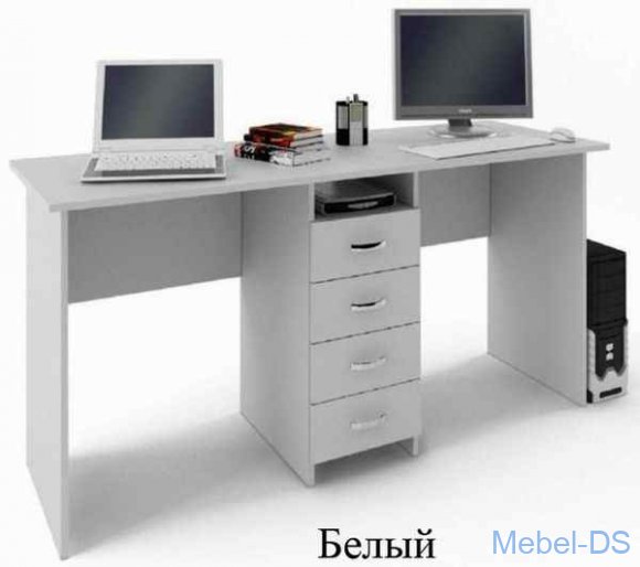 Белый письменный стол для двоих детей Тандем-2 - фото