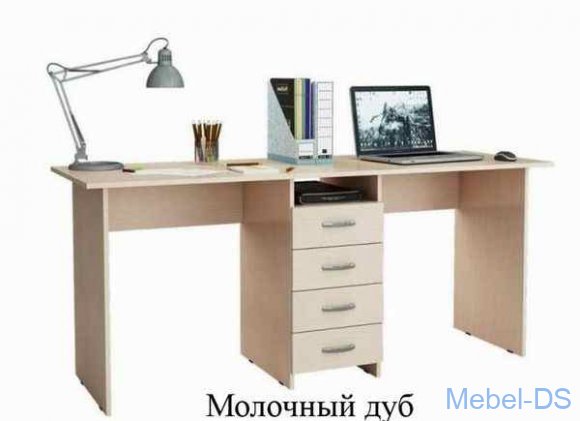 Письменный стол для двоих детей Тандем-2 - фото в цвете молочный дуб
