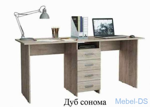 Письменный стол для двоих детей Тандем-2 - фото в цвете дуб сонома
